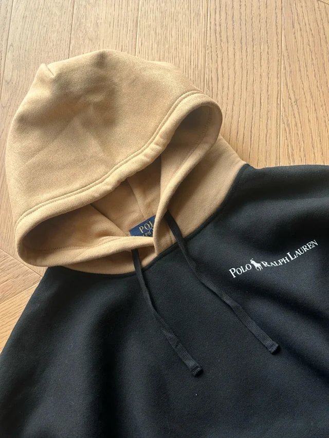 Polo Ralph Lauren Color-Block Hoodie in Black, Beige, and Army Green - 8