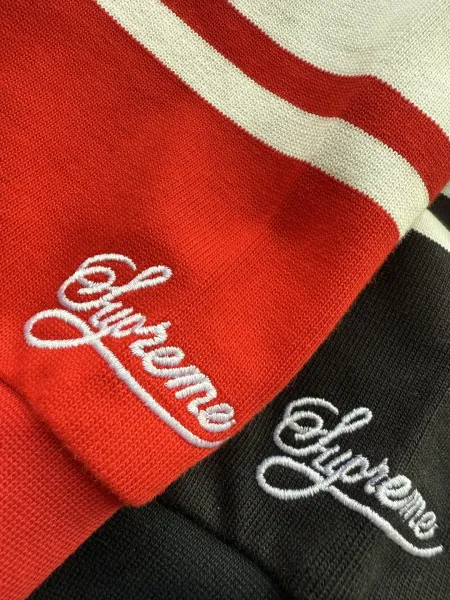 Nike x Supreme Rugby Shirt Red and White Striped Polo - 18