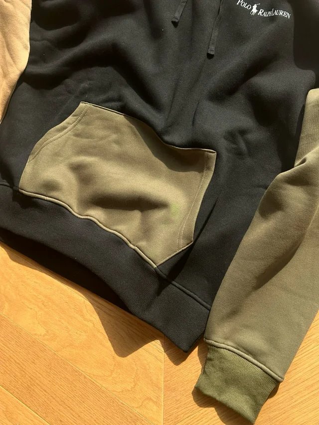 Polo Ralph Lauren Color-Block Hoodie in Black, Beige, and Army Green - 12