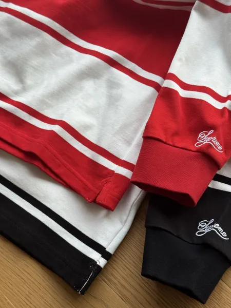 Nike x Supreme Rugby Shirt Red and White Striped Polo - 17
