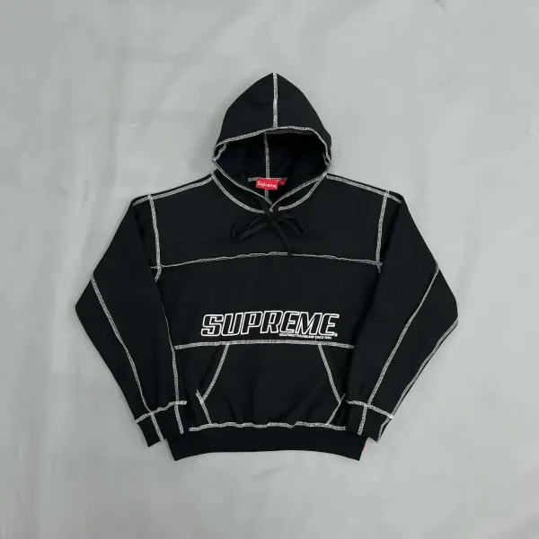 Supreme Stitched Outline Hoodie Black - 1