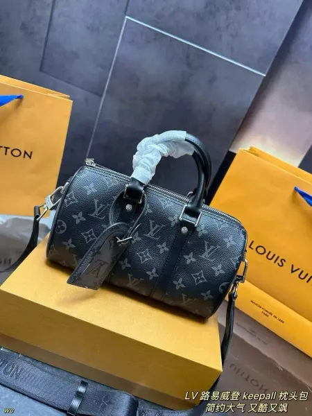 Louis Vuitton Keepall Bandoulière Mini Monogram Eclipse Black Handbag - 1