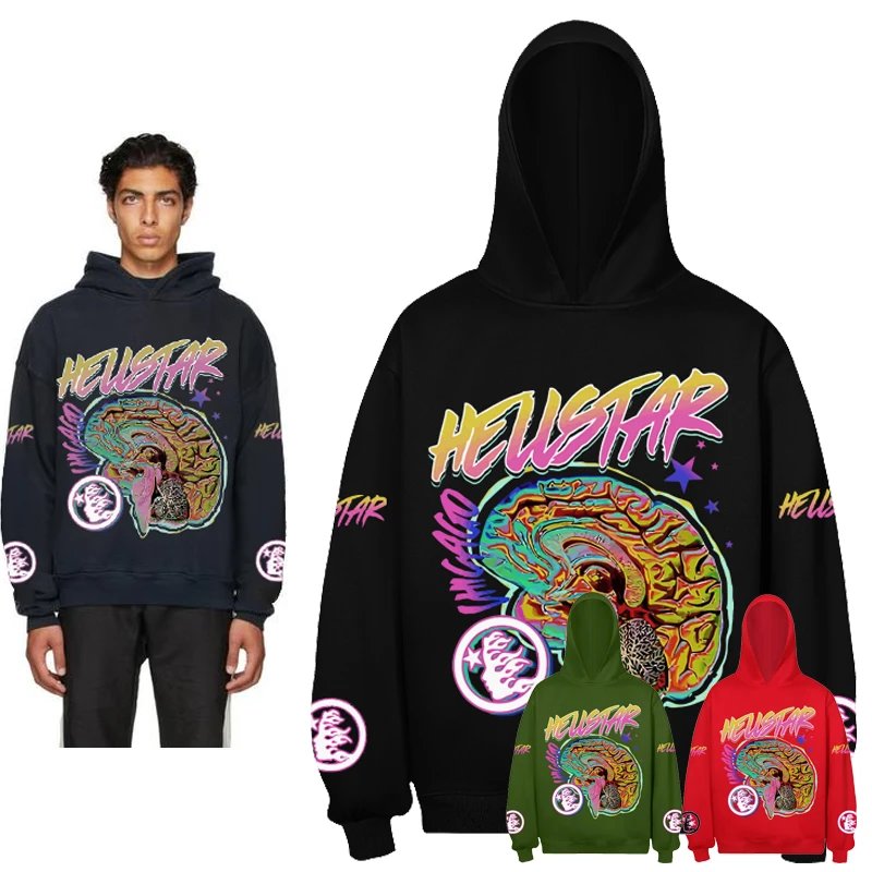 HS Fun Color Brain Graphic Print Cropped Hoodie
