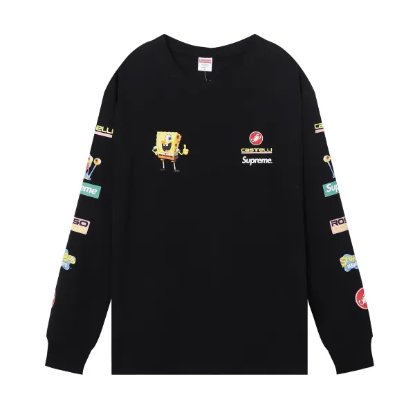 Supreme x Castelli x SpongeBob SquarePants Long Sleeve T-Shirt Black - 1