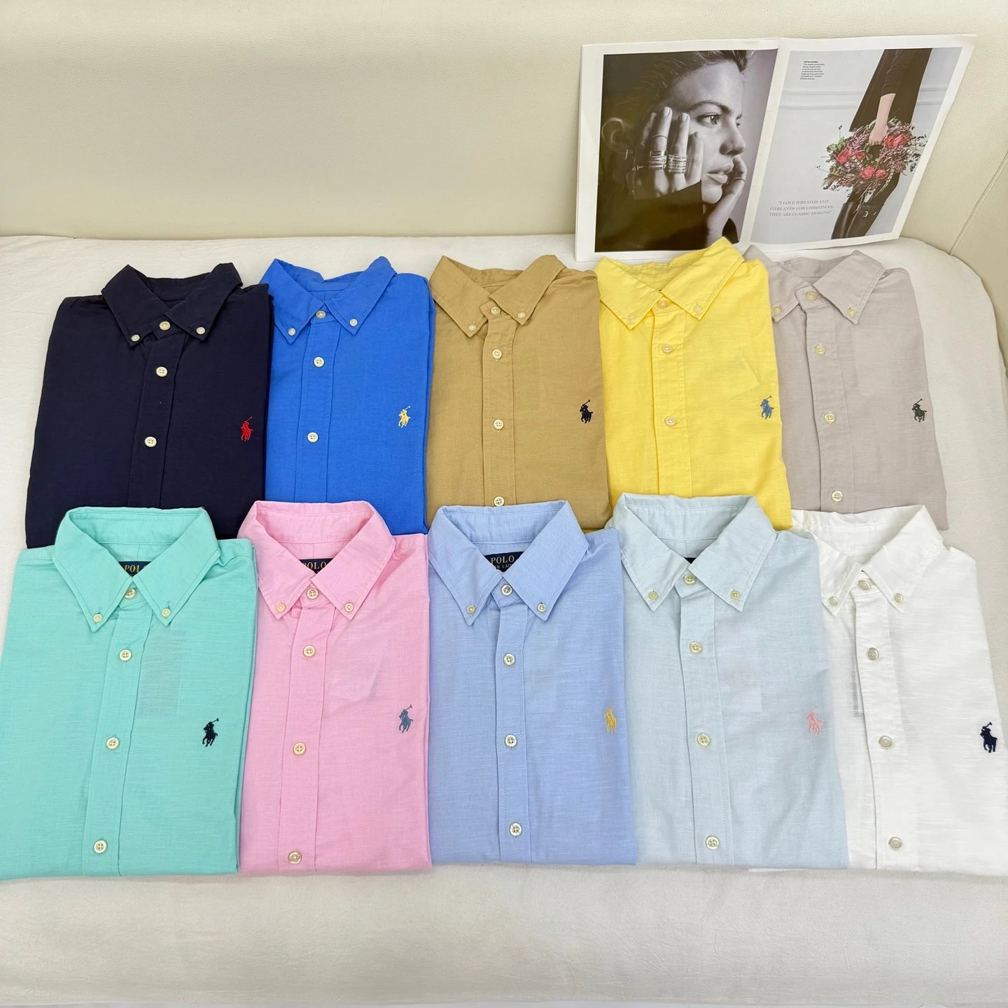 Ralph Lauren Pony Embroidered Linen Long Sleeve Shirt