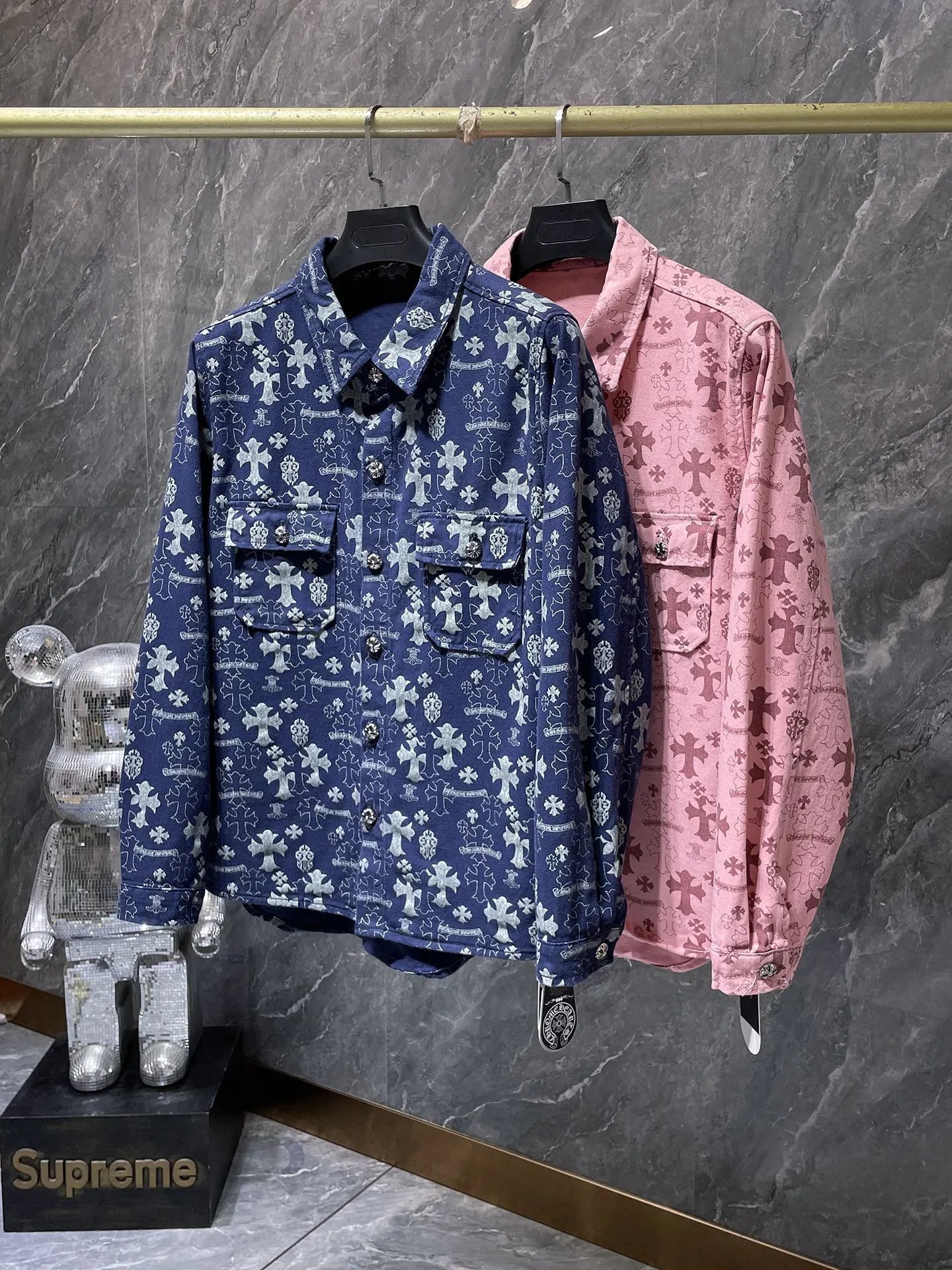Chrome Hearts Classic Cross Embroidered Denim Shirt Jacket