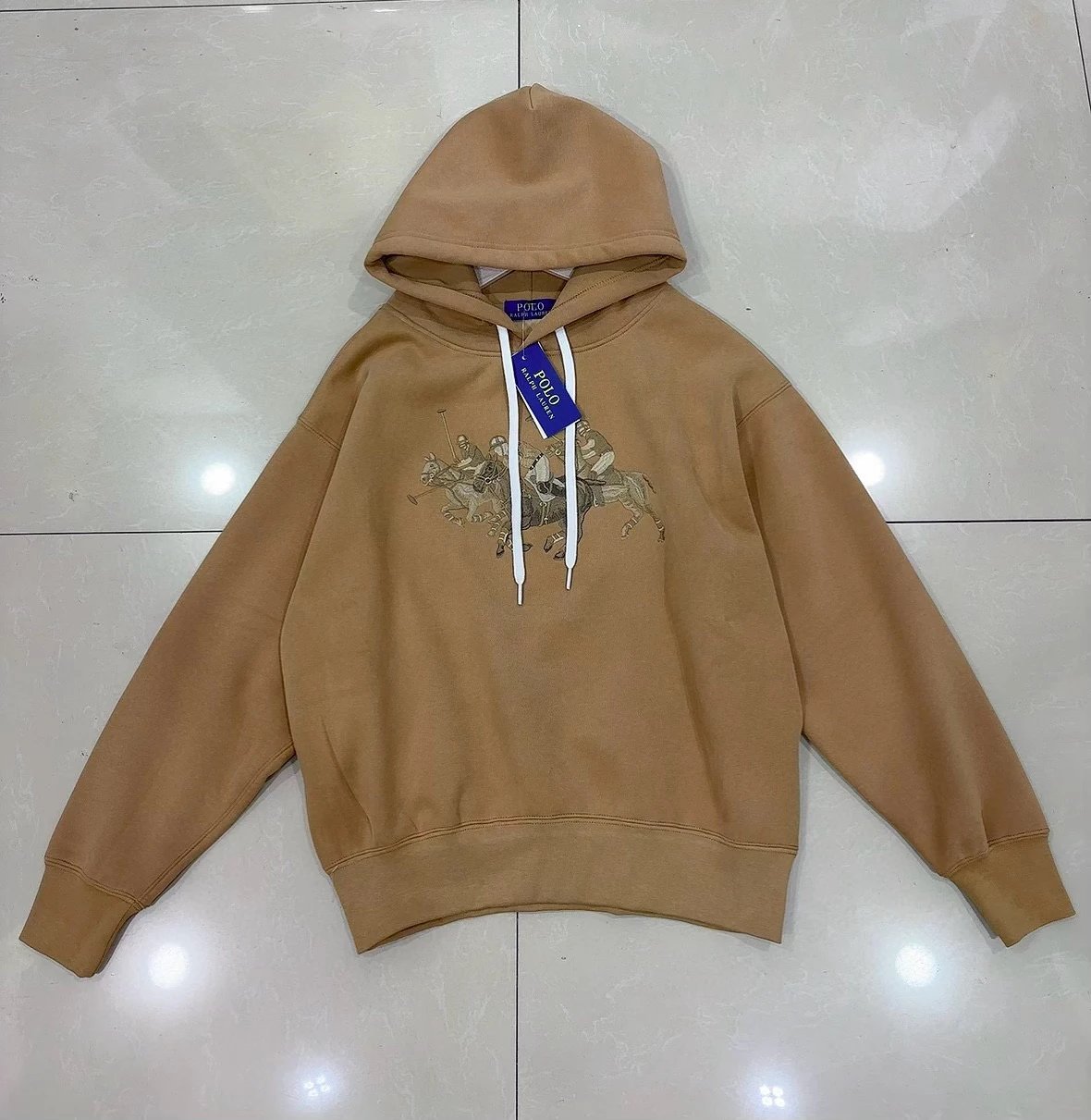 Ralph Lauren Pony Embroidered Gradient Logo Hoodie Brown