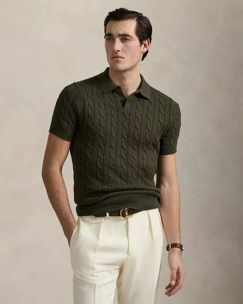 Cable-Knit Polo