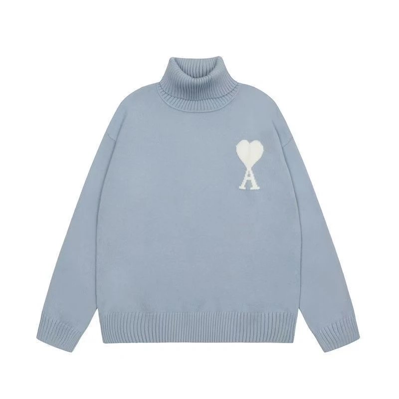 High collar sky blue