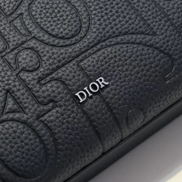 Dior Oblique Embossed Black Leather Crossbody Bag - 4