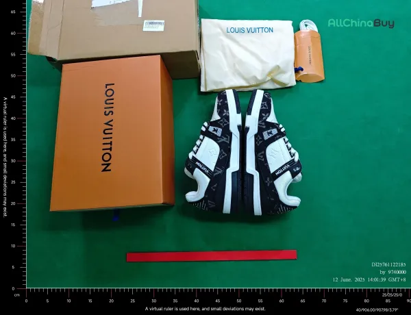 Louis Vuitton Trainer Monogram Black and White Sneakers - 3