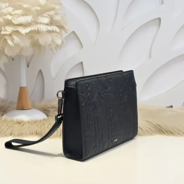 Dior Oblique Embossed Black Leather Crossbody Bag - 3
