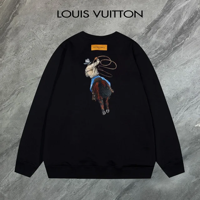 Louis Vuitton Hoodies & Sweatshirts Crewneck sweatshirt with cowboy-and-lasso graphic and LV embroidery product detail image 11