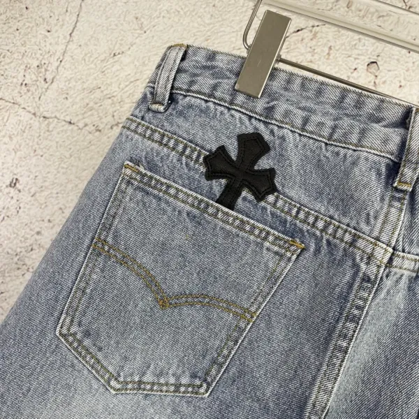 Chrome Hearts Cross-Embroidered Denim Shorts Blue - 26