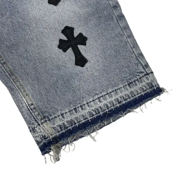 Chrome Hearts Cross-Embroidered Denim Shorts Blue - 18
