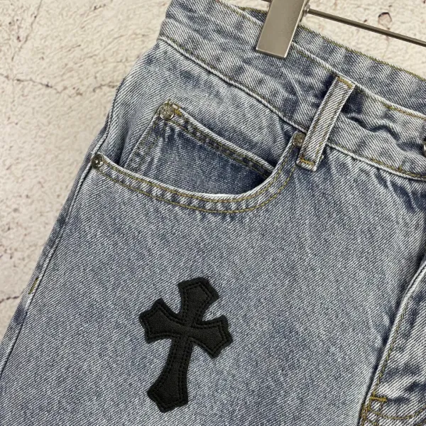 Chrome Hearts Cross-Embroidered Denim Shorts Blue - 24