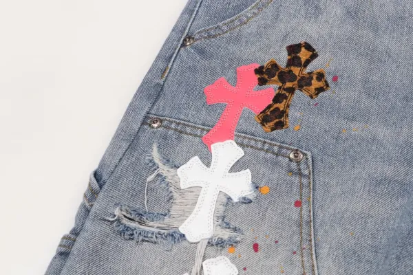Chrome Hearts Cross-Embroidered Denim Shorts Blue - 33