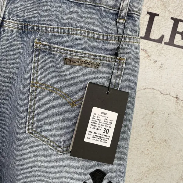 Chrome Hearts Cross-Embroidered Denim Shorts Blue - 27