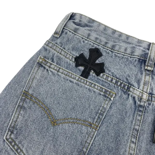 Chrome Hearts Cross-Embroidered Denim Shorts Blue - 20