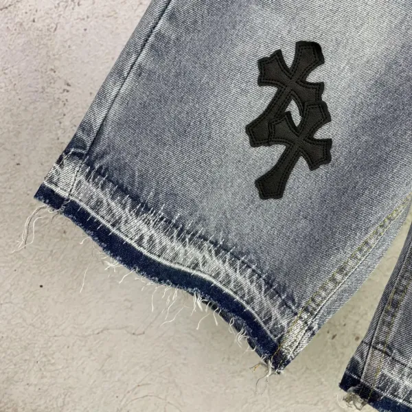Chrome Hearts Cross-Embroidered Denim Shorts Blue - 25