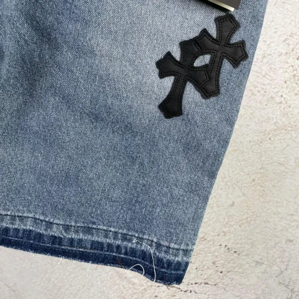 Chrome Hearts Cross-Embroidered Denim Shorts Blue - 14
