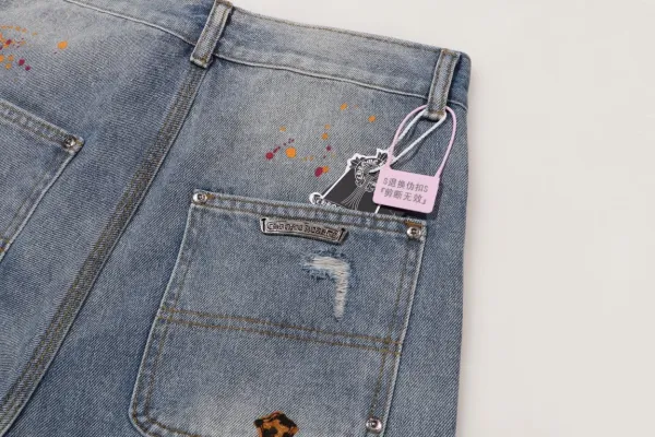Chrome Hearts Cross-Embroidered Denim Shorts Blue - 34