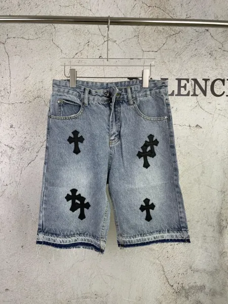 Chrome Hearts Cross-Embroidered Denim Shorts Blue - 21
