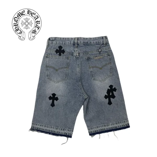 Chrome Hearts Cross-Embroidered Denim Shorts Blue - 16
