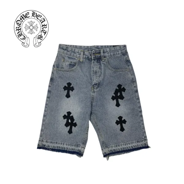 Chrome Hearts Cross-Embroidered Denim Shorts Blue - 15