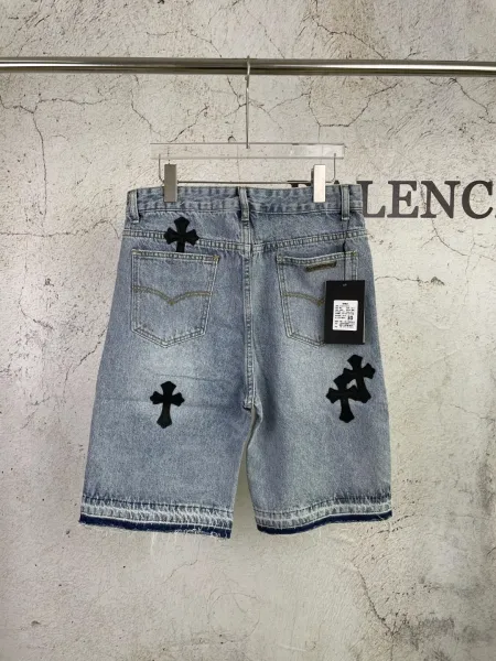 Chrome Hearts Cross-Embroidered Denim Shorts Blue - 22