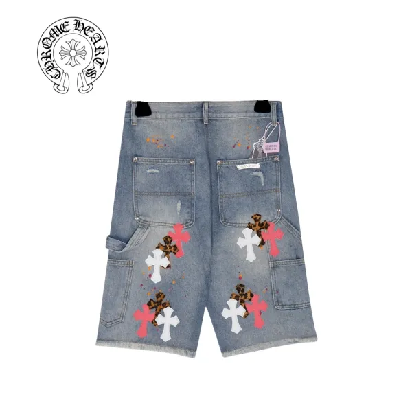 Chrome Hearts Cross-Embroidered Denim Shorts Blue - 30