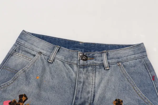 Chrome Hearts Cross-Embroidered Denim Shorts Blue - 31