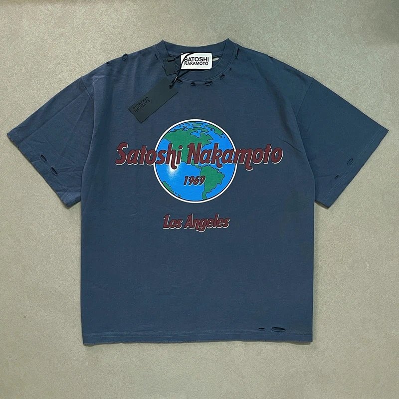 Satoshi Nakamoto 1969 Rock Tee摇滚短袖 颜色：水洗灰 码数：S M L XL  S3306