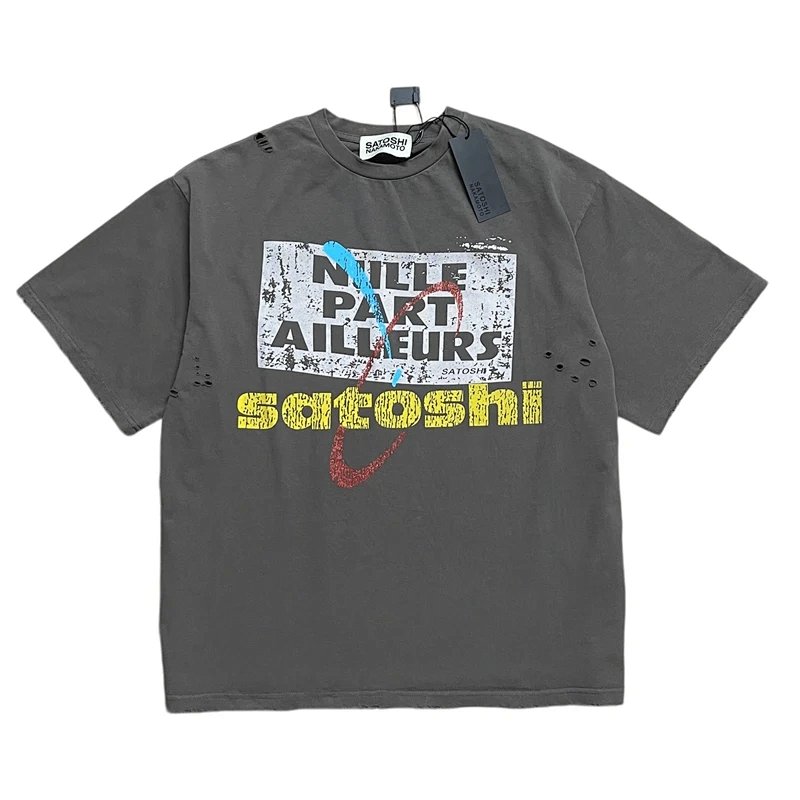 Satoshi Nakamoto“Everywhere & Nowhere”水洗灰印花T恤 颜色 水洗灰  码数 S M L XL 3180