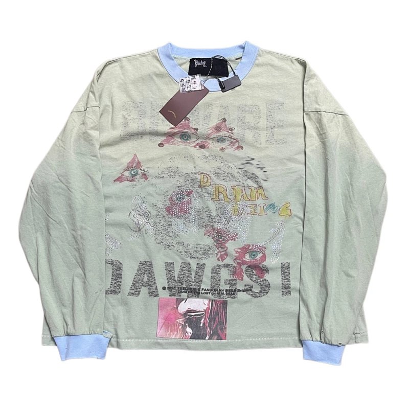 Paly Hollywood  长袖T恤 颜色：灰绿色 码数：S M L XL  H2113