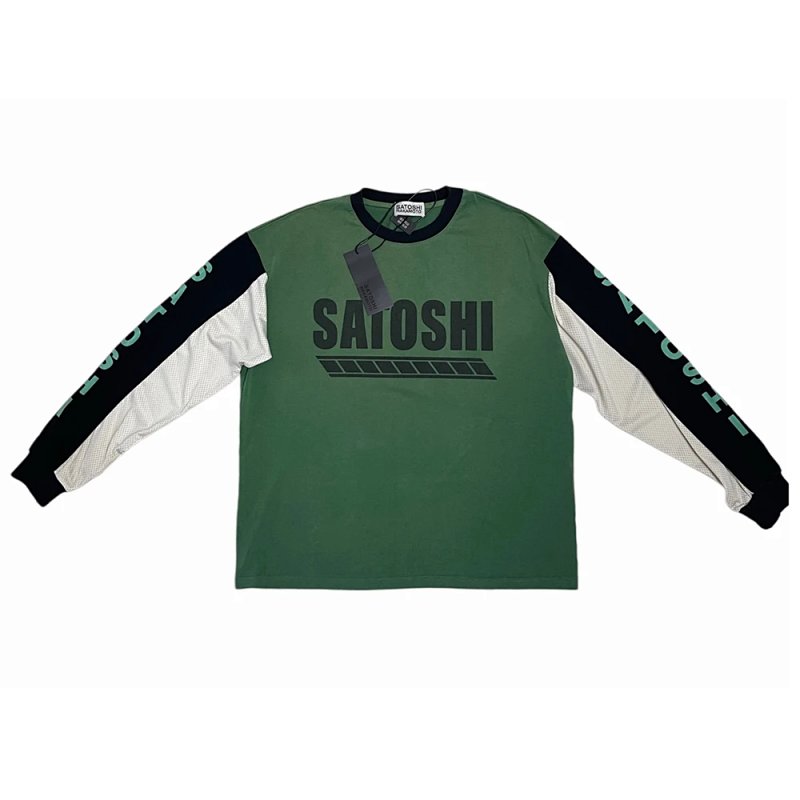 Satoshi Nakamoto 的蓝色多色拼接圆领长袖 颜色:蓝色 绿色 码数:S M L XL S2202