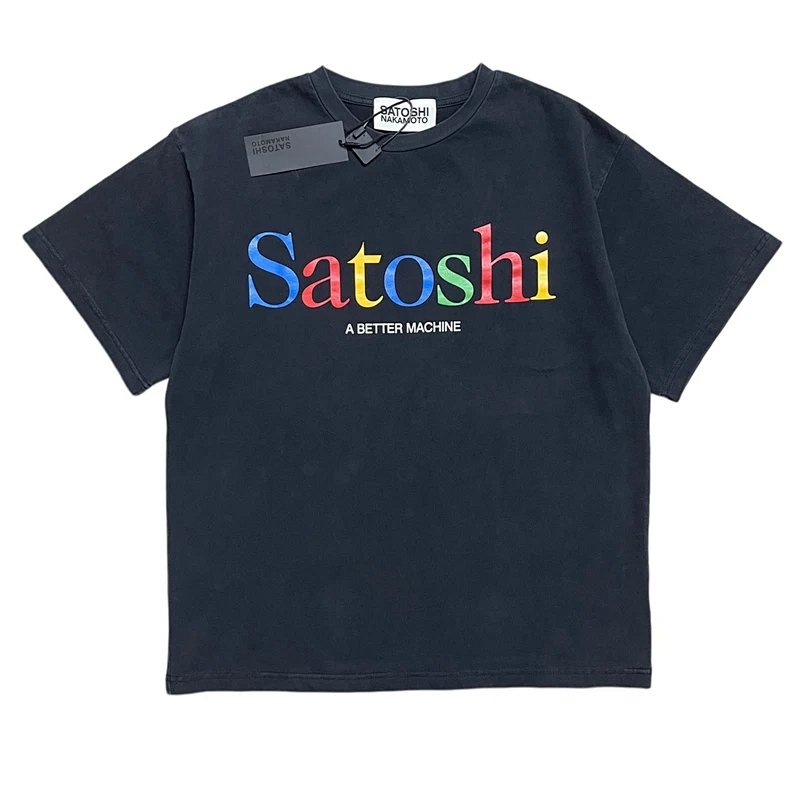 Satoshi Nakamoto 彩色渐变 “Satoshi” 字母印花短袖T恤  颜色 水洗黑  码数 S M L XL  S3303