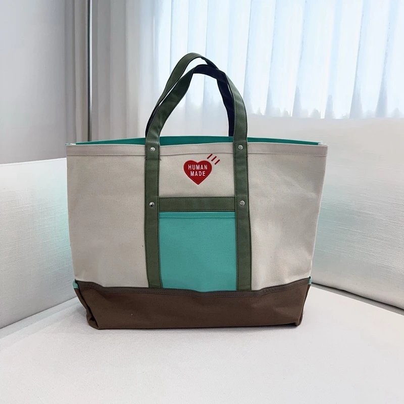 HUMAN MADE爱心刺绣帆布托特包 小号:21x35x13cm 中号:32x49x13cm 大号:40x62x16cm HM0054