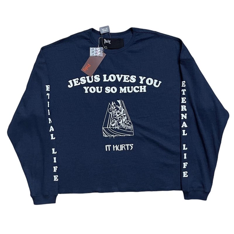 Palyhollywood #PALY Eternal Life 藏蓝华夫格长袖T恤 颜色：藏蓝 码数：S M L XL  H2108