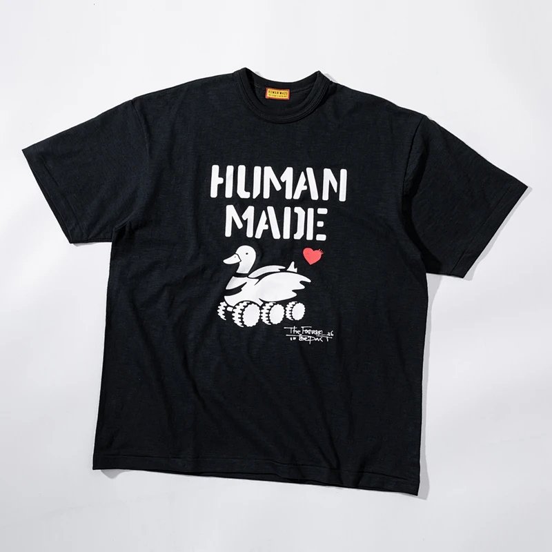 Humanmade 26早春新款竹节棉圆筒 小红心鸭子印花短袖 颜色:黑色 白色 码数:S M L XL HM0059