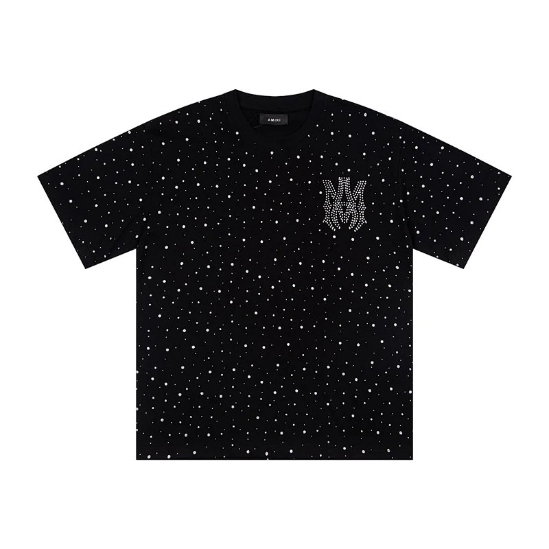 26ss新款logo烫钻满天星短袖t恤 颜色 黑色 白色 尺码 S M L XL 9928#