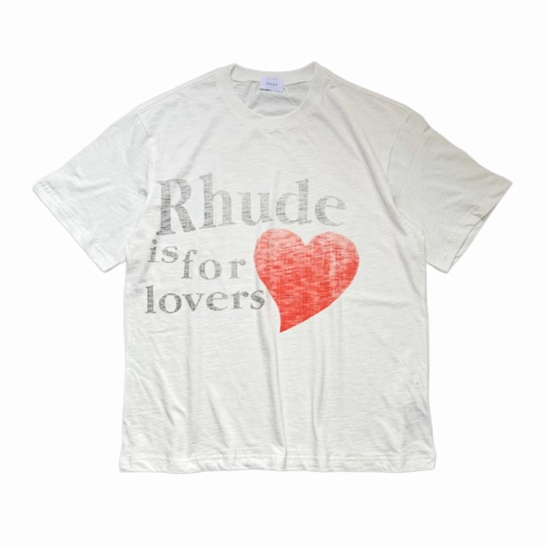 RHUD 设计 标语Rhude is for lovers 短袖T恤 尺码:S M L XL 颜色: 米白色 7802