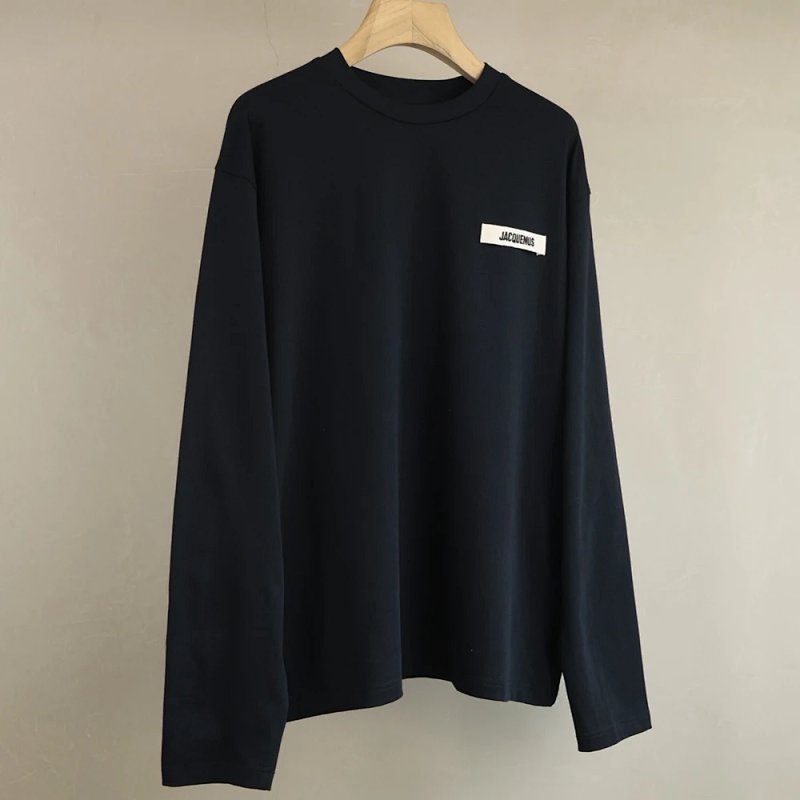 Jacquemus2026新款胸口刺绣织带徽标长袖T恤 黑色，白色 尺码S M L XL 3387小伟