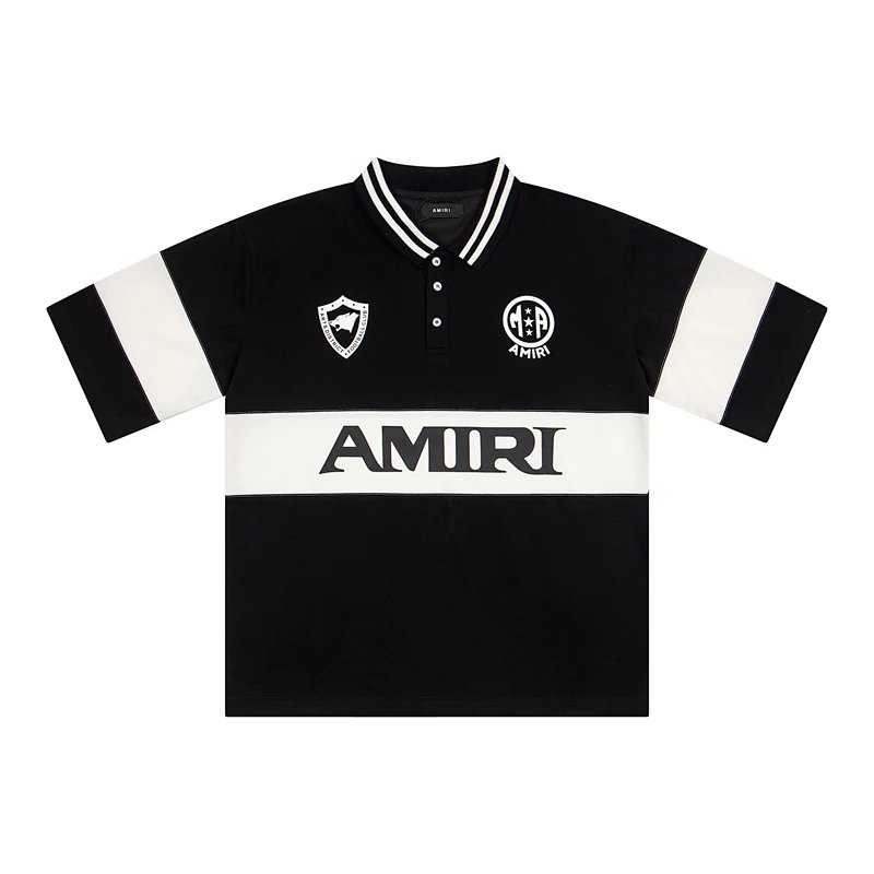 26ss新款logo印花开领钮扣polo衫 短袖t恤  颜色 黑拼白 尺码 S M L XL 9930#