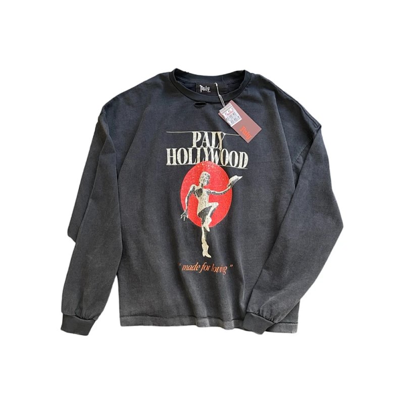 Paly Hollywood  长袖T恤 颜色 水洗黑  码数 S M L XL  H2112