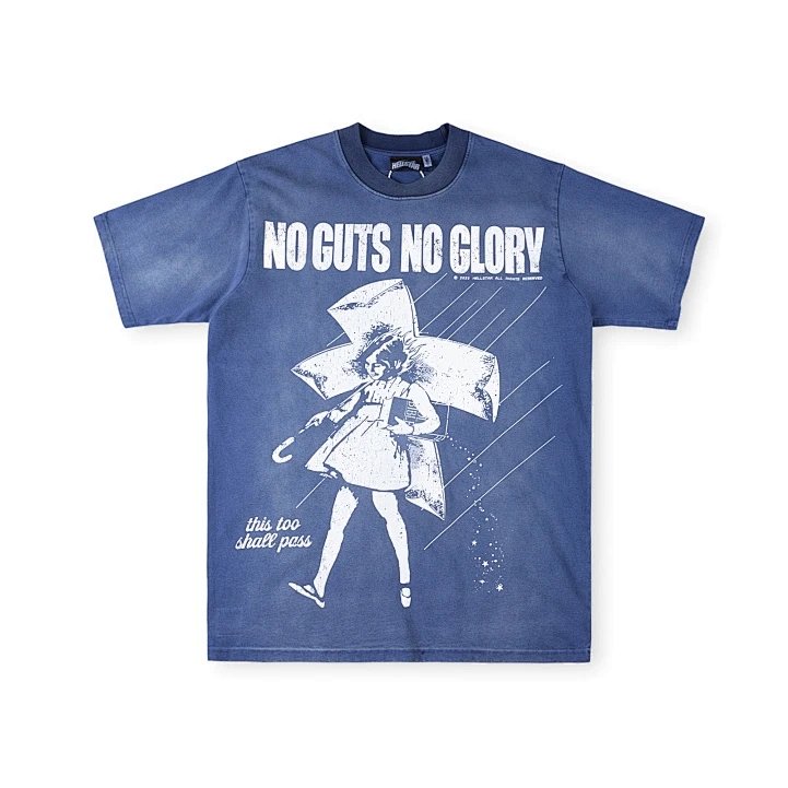 Hellstar Studios NO GUTS NO GLORY洗水做旧短T 蓝色 S-XL HT19