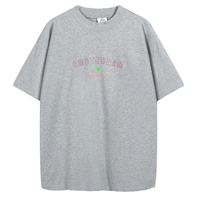 VTM风格彩色标语logo短袖T恤 花灰 S-XL码 V5211#