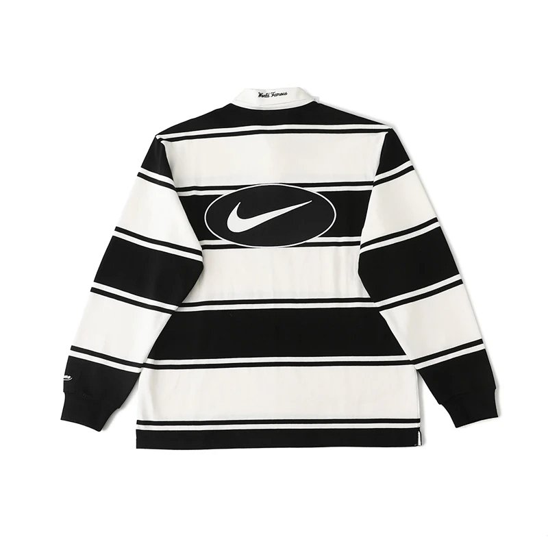 联名系列 SS25 Stripe Rugby logo条纹舒适长袖Polo衫 男女同款 颜色：黑白 白红 尺码：S M L XL  CS01