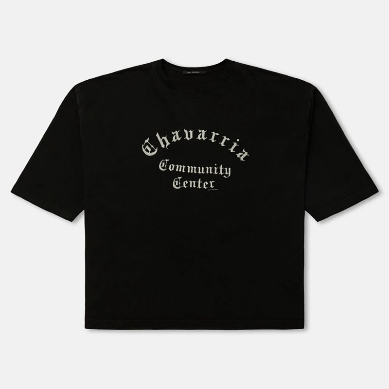 WillyChavarria 高街男女潮流宽松水洗做旧短袖T恤 尺码：S M L XL 颜色： 洗水黑  willyG9847