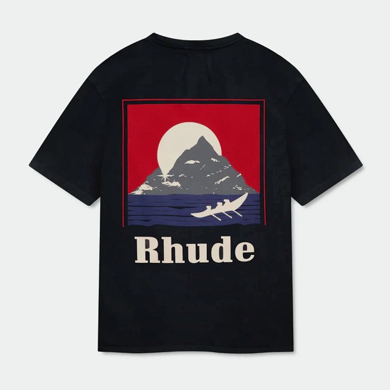 RHUD前后双印花设计短袖T恤  尺码：S M L XL 颜色： 奶杏色 黑色  7803